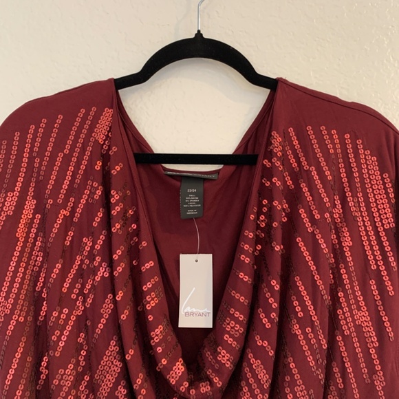 Lane Bryant Dress 22/24 NEW Maroon Red Sequins Cowl Neck Stretchy Sparkly Party - Picture 2 of 11